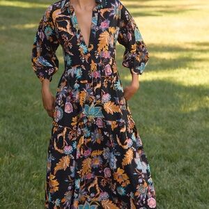 Anthropologie Carolita Printed Tiered Shirt Dress by Celandine